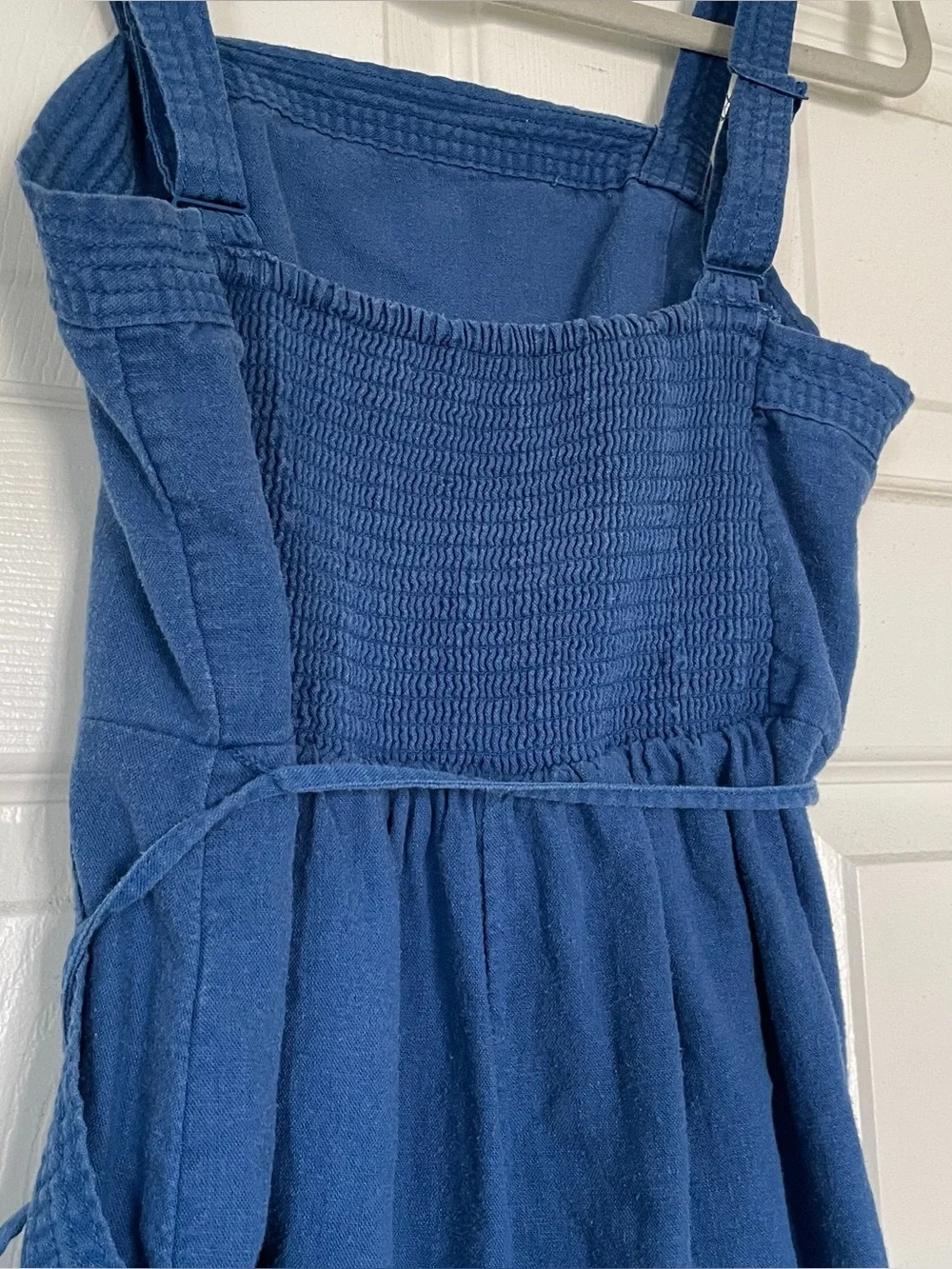 Old Navy Linen Blend Blue Romper with Tie Waist - Small